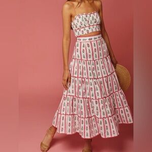 Chic Floral Maxi Skirt in Pink and White